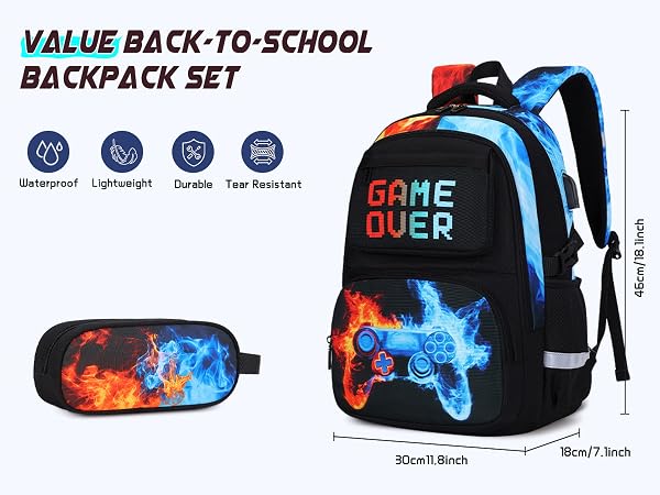 3PCS School Backpack for Boys