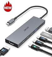 Acer 6-in-1 USB C Hub 10Gbps, USB C to HDMI Adapter 4K@60Hz, 2×USB-C 3.2, 1×USB A 3.2, 1×USB 2.0 ...