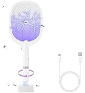 Electric Fly Swatter Racket, 4000V Bug Zapper Racket Rechargeable Fly Zapper Dual Modes Mosquito ...
