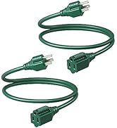 DEWENWILS 2-Pack Extension Cord 3 Ft, Indoor Outdoor, 16/3 AWG SJTW, Durable & Waterproof, 3 Pron...