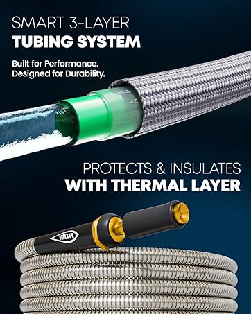 titan garden hoses flexible water hose durable heavy duty brass nozzle stainless steel hose