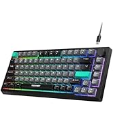 TECKNET Gaming Keyboard, 75% Wired Keyboard, RGB Backlit, 82-Keys with Volume Knob Control, 26 Ke...