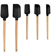 Black Silicone Spatula Set, Food Grade Rubber Spatula-5 Piece Nonstick Rubber Spatulas, Spoonula,...