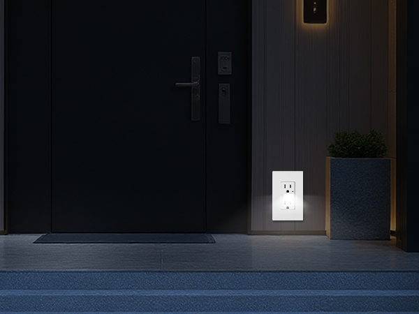 A welcoming glow from the MOES outlet lights the entryway, ensuring a safe return home at night