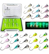 Bombite Tungsten Ice Fishing Jigs 24pcs Ice Fishing Lures UV Glow in Dark Ice Fishing Jig Set for...