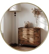 Antok 24 Inch Round Mirror for Wall, Round Bathroom Mirror, Circle Wall Mirrors with Gold Metal F...