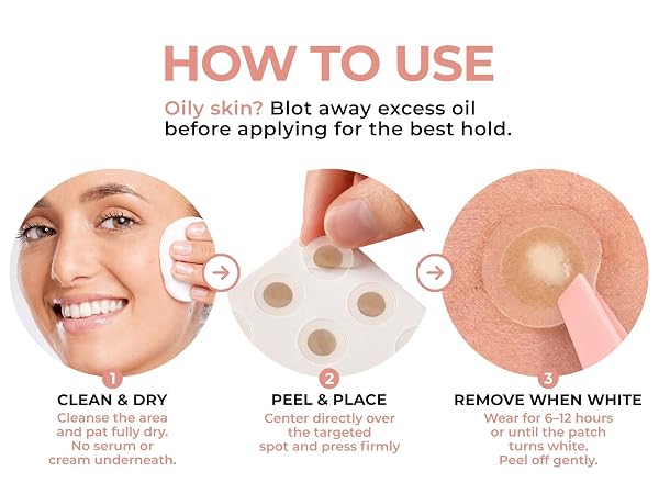 How to use. Clean &amp; dry skin. Peel &amp; Place over targeted spot and press firmly. Remove when white