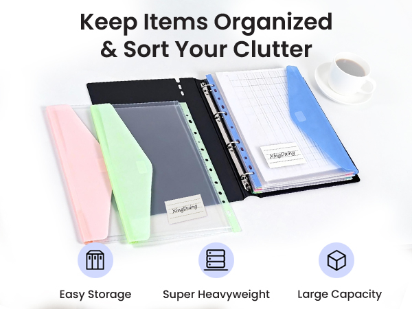 Plastic Envelopes Binder Pocket with Tight Closure