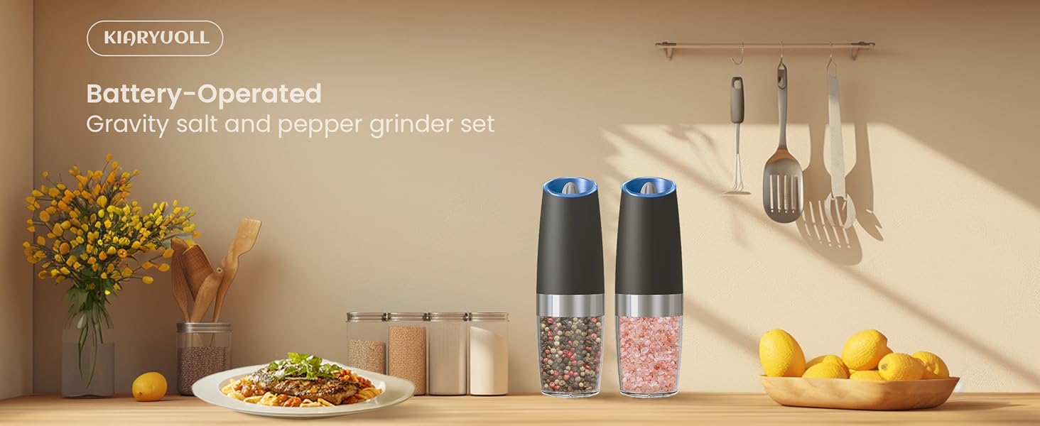 KIARYUOLL Gravity Electric Salt And Pepper Grinder Set