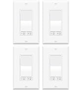 4 Pack Dimmer Light Switch for Dimmable LED Light, Single Pole/3-Way,No Neutral Wire Required,Wor...