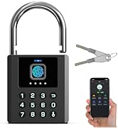 Anweller Heavy Duty Fingerprint Padlock with Key, Pad Lock with Code Keypad, Weatherproof Smart B...