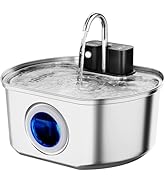 Cat Water Fountain Stainless Steel - Wireless 3.2 L/108 oz Battery Operated Automatic Pet Drinkin...