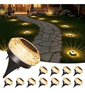 JOFIOS Mini Solar Ground Lights Outdoor,Flat Solar Pathway Lights 12 Pack,IP67 Waterproof Solar P...