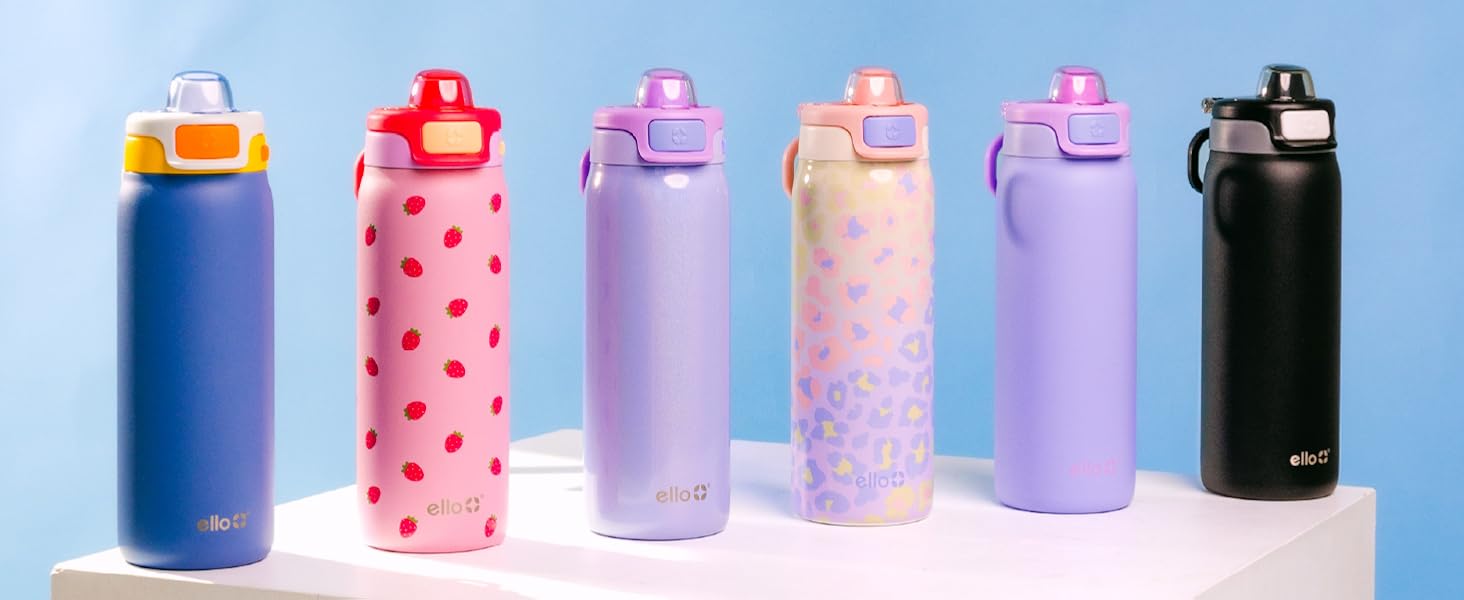 ello pop &amp;amp; fill kids water bottle 18oz stainless steel