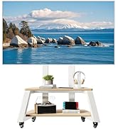 Mobile TV Stand Rolling TV Cart with Wheels for Most 32-86 Inch TV Stand with Double Wooden Shelf...