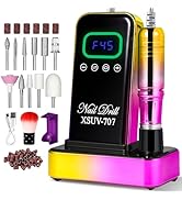 Cordless Nail Drill 45000 RPM, Rechargeable Electric Nail File Kit for Acrylic Gel Polishing Remo...