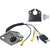 CARROFIX 4 Way Flat to 6 Pole Round Trailer Wiring Adapter Quick-Connect 6 Way Connector with Mou...