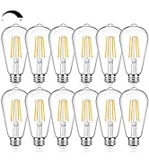 12Packs Vintage LED Edison Bulbs, 60W Equivalent 7W, 800Lumens, Dimmable ST64 Antique LED Filamen...