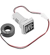 LED Display Voltmeter, Voltage Tester Current Detector Square 22mm Dual Display Panel Voltmeter A...
