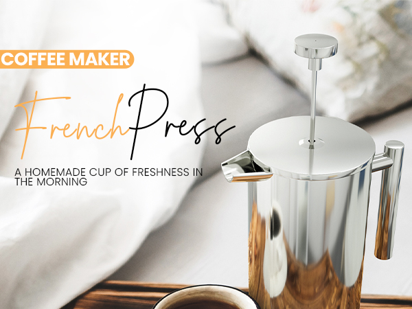 French press coffee maker, French Press stainless steel, 32 OZ French Press