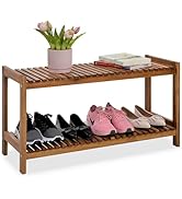 VICTORY RELAX 3-Tier Shoe Rack for Entryway,Acacia Wood Shoe Rack, Free Standing Shoe Racks for I...