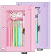 SKYDUE Pencil Pouch for 3 Ring Binder, Zipper Pencil Pouches for Girls Boys, Clear Window Pencil ...