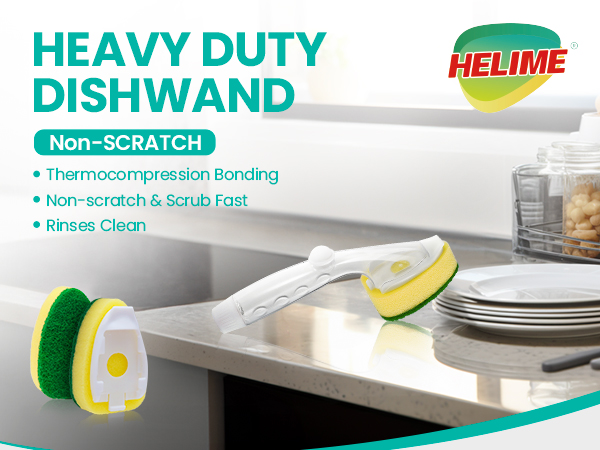 6 Heavy Duty Dish Wand Refills, Replacement Sponge Heads Set