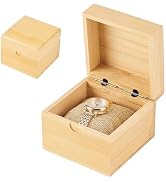 AHANDMAKER 3.5 Inch Single Wooden Watch Box Vintage Jewelry Square Storage Boxes with Pillow insi...