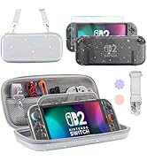 PAWDIARY Silver-Glitter Switch 2 Carrying Bag Travel Accessories, with Hardshell Transparent Swit...