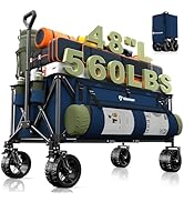 Hikemoon 300L Extra Large Wagons Carts Foldable, 560LBS Heavy Duty Collapsible Beach Wagon 48" Lo...