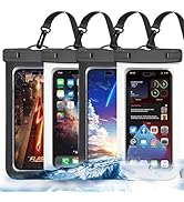 Up to 8.3" 4 Pack Black White Universal Waterproof Phone Pouch, Large Phone Waterproof Case Dry B...