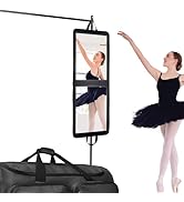LPHUMEX Foldable Portable Full Length Mirror for Camping, Travel, Dancers, 32x13 Inch, Black, Han...