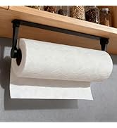 Black Paper Towel Holder Under Cabinet, Adhesive Paper Towel Holder Wall Mount Toilet Roll Holder...