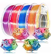 LOCYFENS 3D Printer Filament PLA, 3 in 1 Rainbow PLA Filament 1.75mm +/-0.02mm, Silk PLA Tri Colo...