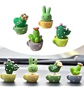 Diamall 4 PCS Mini Cactus Car Decor - Realistic Resin Dashboard Green Plant Cactu Figurines - Cut...