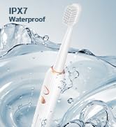 Electric Toothbrush Set with Drying &amp; Sanitizing Holder, 8 Replacement Brush Heads, Transparent R...