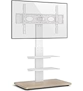 5Rcom TV Stand with Mount, Height Adjustable TV Floor Stand with Shelf &amp; Sturdy Wood Base for 37-...