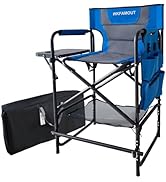 WKFAMOUT Tall Folding Directors Chair with Side Table 26.77" Seat Height Foldable Camping Chair B...