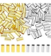 PH PandaHall 160pcs Tube Spacer Beads, 10mm Ring Macrame Beads Column Straight Beads Smooth Loose...