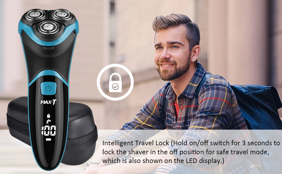 MAX-T Men&amp;amp;#39;s Electric Shaver with a smart travel lock