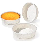 Vinino 6 Inch Silicone Round Cake Pan with Metal Reinforced Frame Set of 3, Nonstick Silicone Spr...