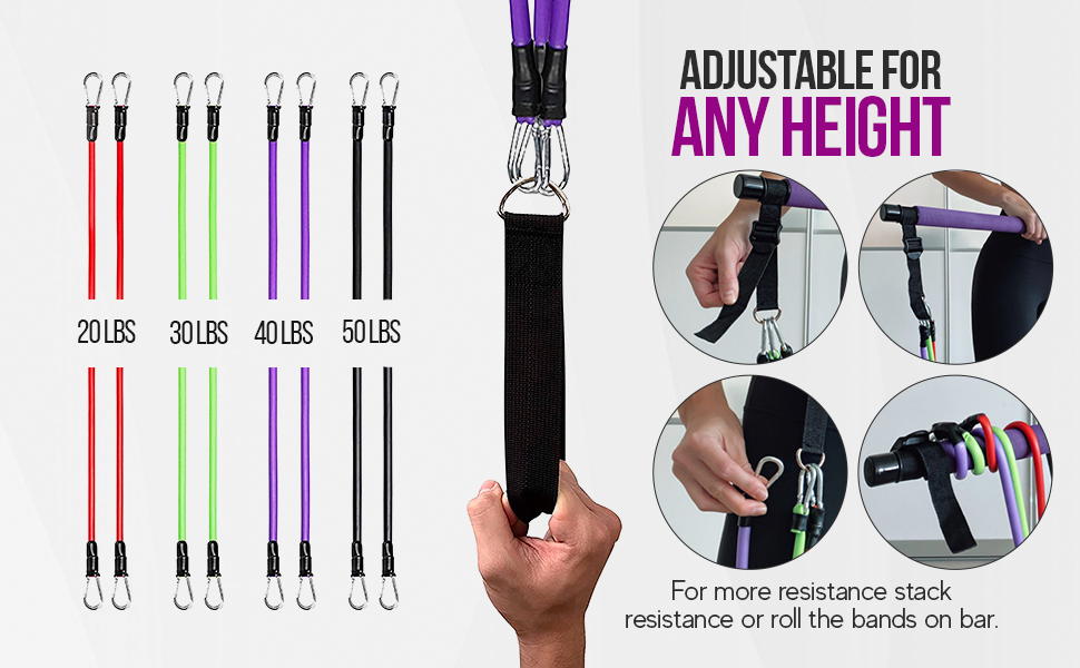 Complete Pilates equipment with a resistance band bar for strength and toning