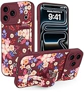 Jefonha Case for iPhone 17 Pro Max Silicone Phone Case with Strap for Women Girls Cute Flowers Fl...