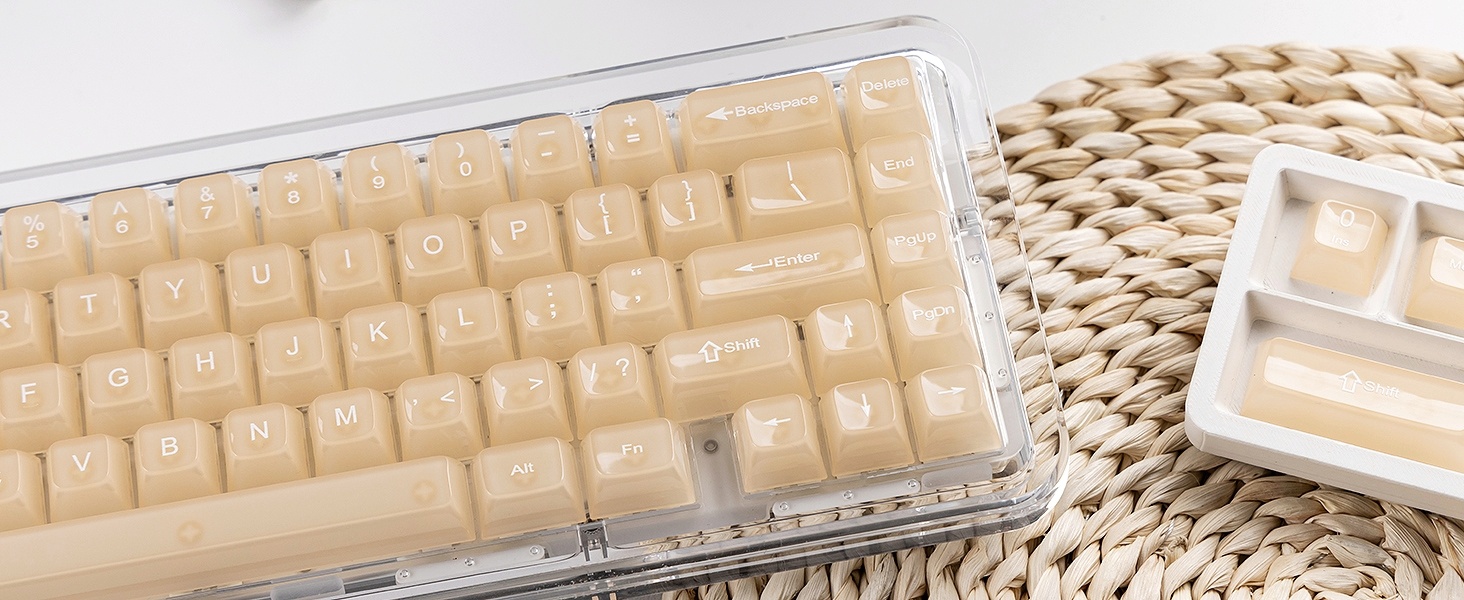Creamy Khaki Jelly Shine Through Keycaps, Custom Clear Keycaps pbt