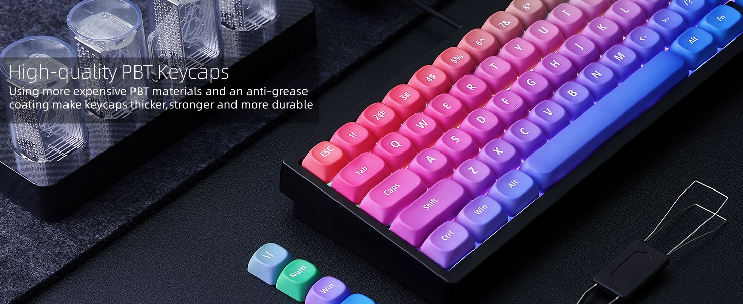 PBT Keycaps, Gradient Custom Cute Keycaps for Mechanical Keyboard MOA Profile Keycap