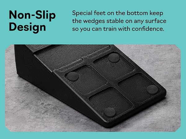 Non-slip slant board calf stretcher and squat wedge block with stable rubber feet for safe training