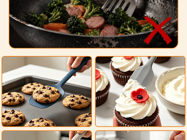 Silicone spatula for baking, lifting cookies, frosting cupcakes, mashing potatoes