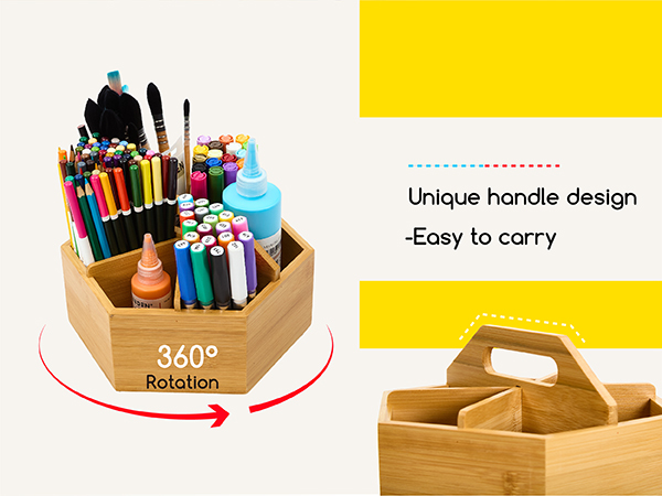 Premium Bamboo Art Desk Organizer: Made from durable, sustainable bamboo.