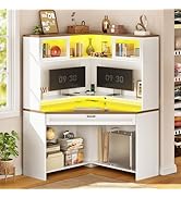 SEDETA 31.5" Corner Desk with Drawers, Small Office Computer Desk with Storage Shelves &amp; Hutch fo...