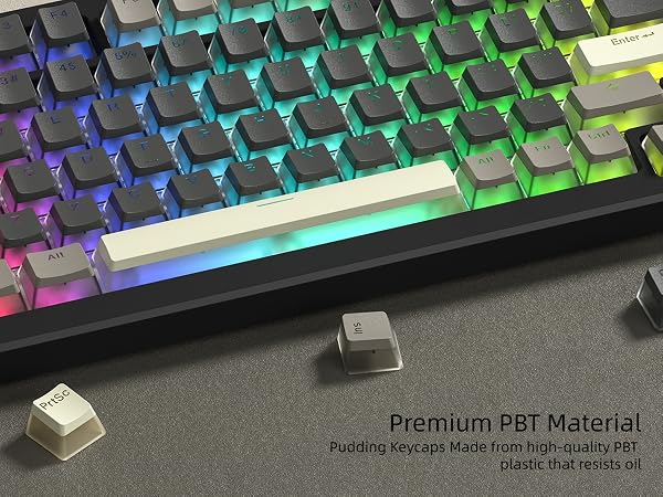 Pudding Keycaps, PBT Shine Through Keycaps 143 Keys Set Custom Key caps
